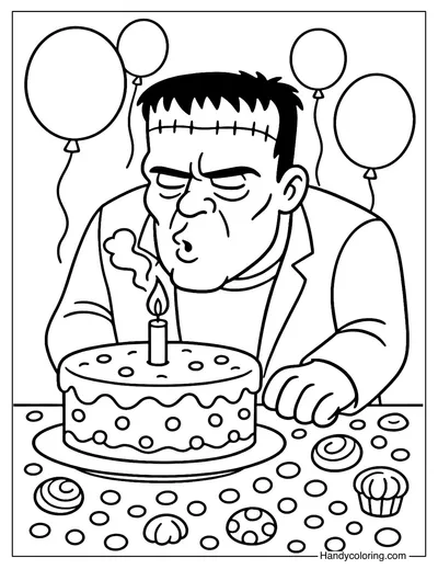 Frankenstein Birthday Coloring Page