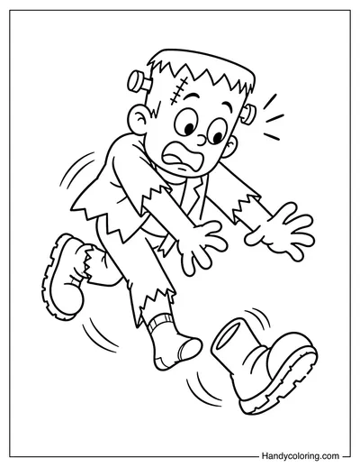 Frankenstein Chasing His Runaway Boot
