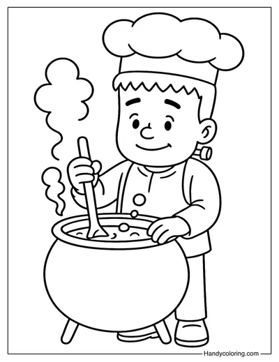 Frankenstein Chef Coloring Page
