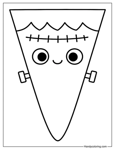 Frankenstein Face Triangle Flag Coloring Page