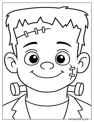 Frankenstein Face with Bolts and Stitches