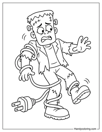Frankenstein Gets Tangled in an Electric Wire