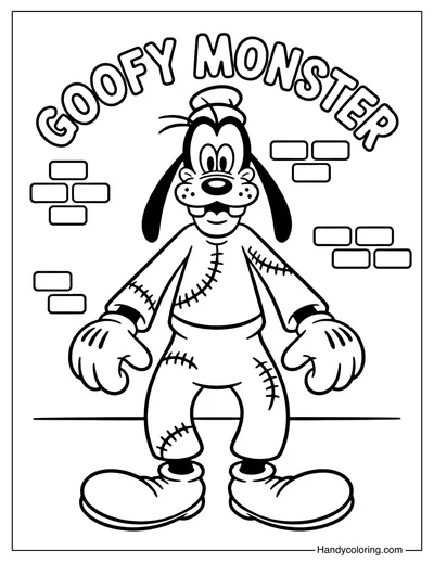 Frankenstein Goofy Coloring Page