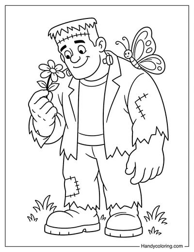 Frankenstein Holding a Tiny Flower