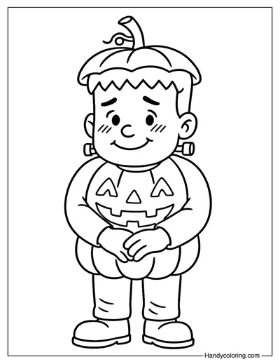 Frankenstein Pumpkin Costume Coloring Page
