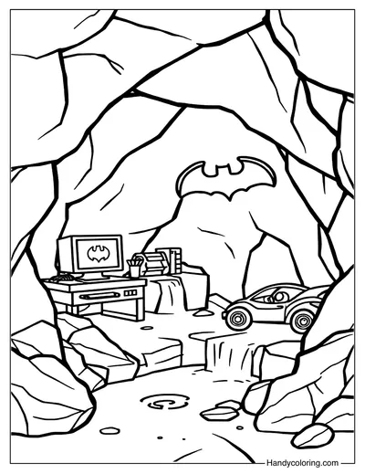 Free Batcave Batman Coloring Page