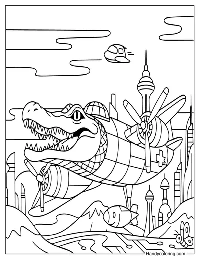 Free Bombardiro Crocodilo Coloring Page