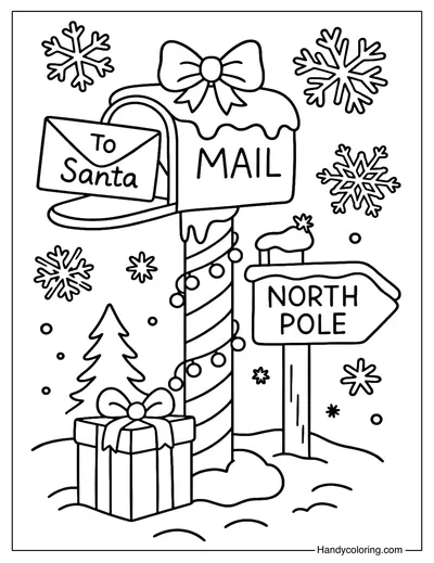 Free Christmas Mailbox Coloring Page