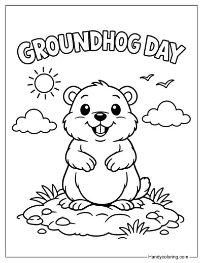 Free Groundhog Day Coloring Page