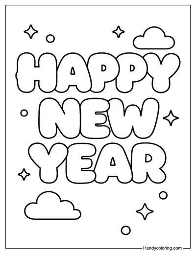 Free Happy New Year Coloring Page