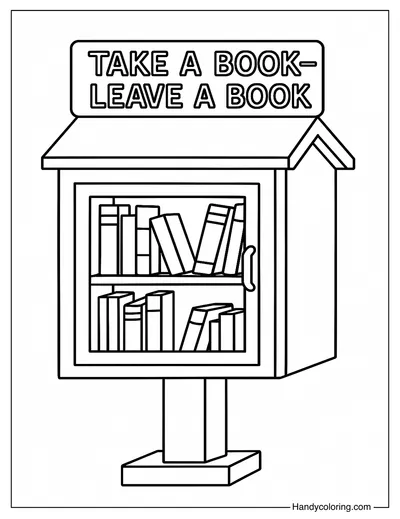 Free Library Stand Coloring Page