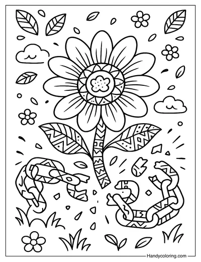 Freedom Flower Blooming Juneteenth Coloring Page