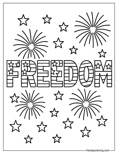 Freedom Word Art Coloring Page