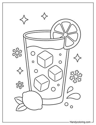 Fresh Lemonade Glass with Ice Cubes