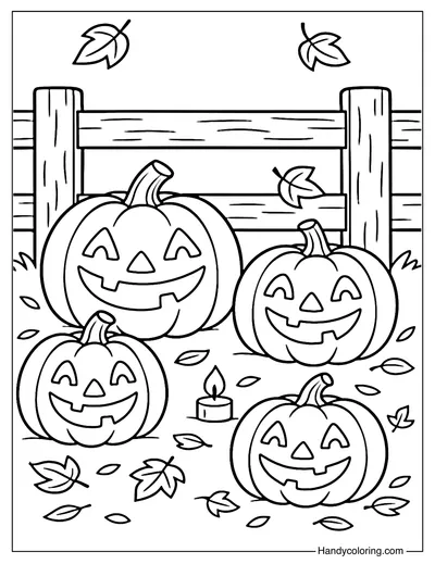 Friendly Jack O Lanterns Coloring Page