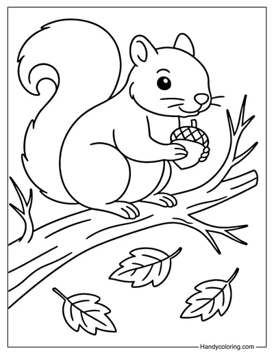 Friendly Squirrel Coloring Page