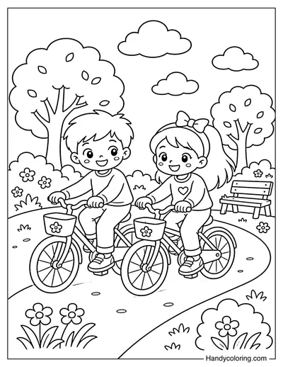Friends Biking in the Park