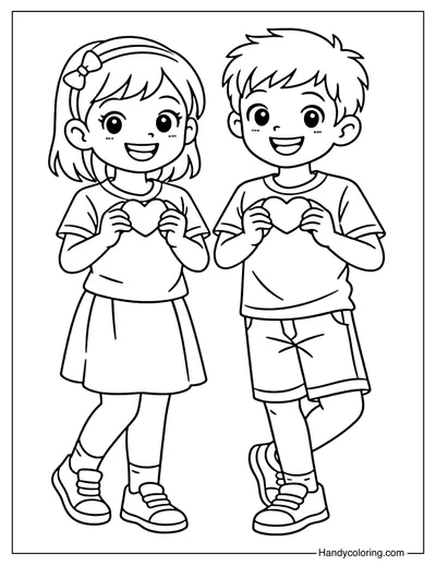 Friends Sharing Love Coloring Page