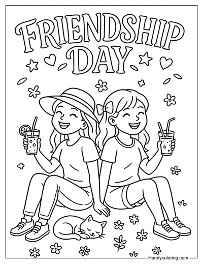 Friendship Day Smiles Coloring Page
