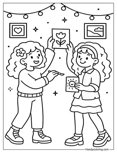 Friendship Wall Art Coloring Page