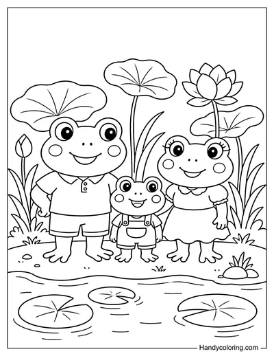 Frog Family by the Pond