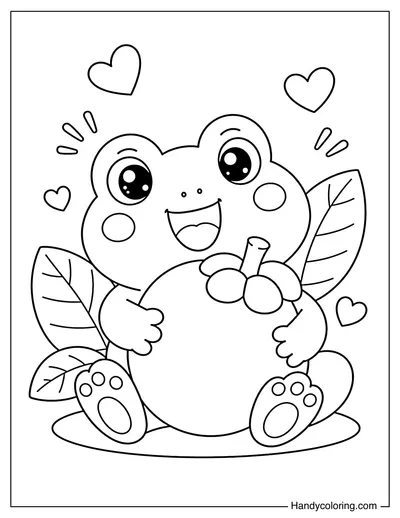 Frog Hugging a Big Mangosteen
