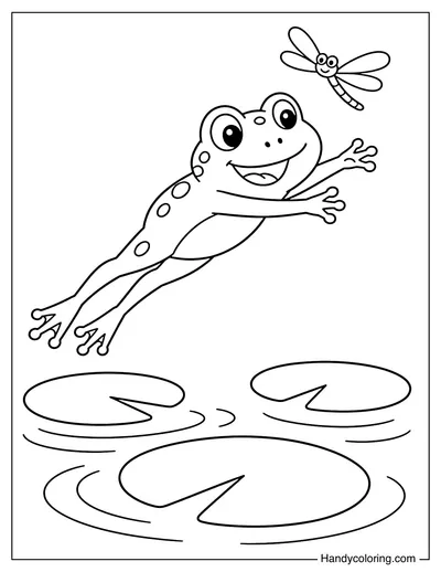 Frog Jumping Over the Pond
