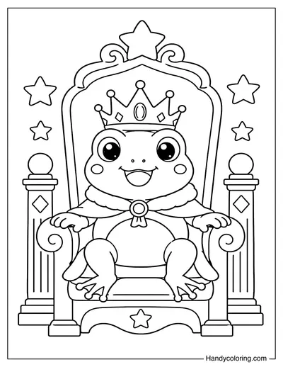 Frog King Sitting on Royal Throne