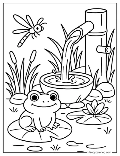 Frog on Lily Pad Coloring Page