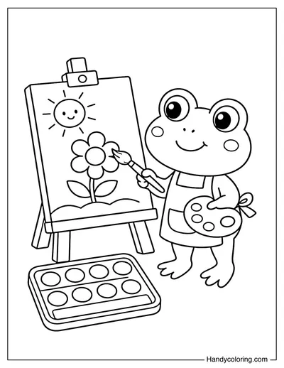 Frog Painting a Picture