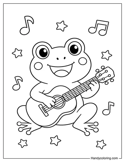 Frog Playing a Tiny Guitar