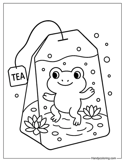 Frog Pond Tea Bag Coloring Page