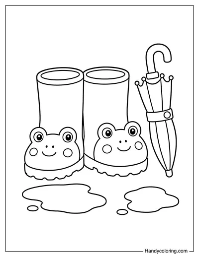 Frog Rain Boots with Small Umbrella