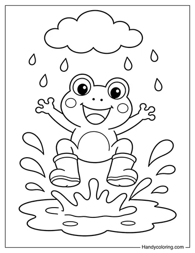 Frog Splashing in a Puddle