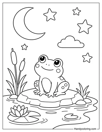 Frog Stargazing at Night