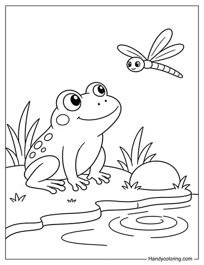 Frog Watching a Dragonfly
