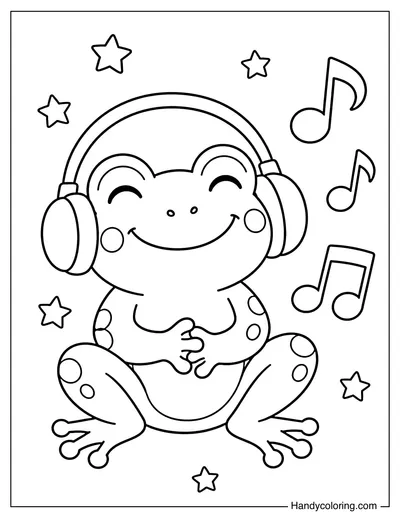 Frog Wearing Headphones