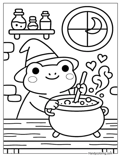 Frog Witch Coloring Page