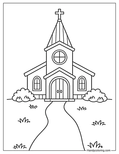 Front View Church with Pathway