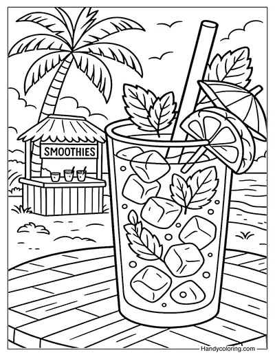 Frozen Pineapple Mojito Coloring Page