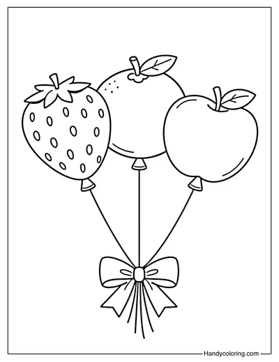 Fruit Balloons Coloring Page