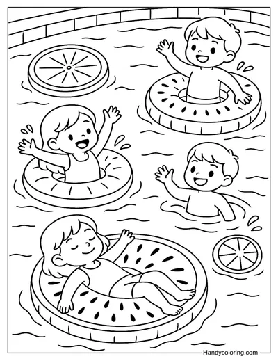 Fruit Float Frenzy Coloring Page