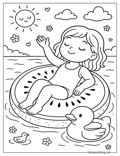 Fruit Float Relax Coloring Page