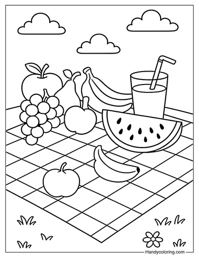 Fruit Picnic Coloring Page