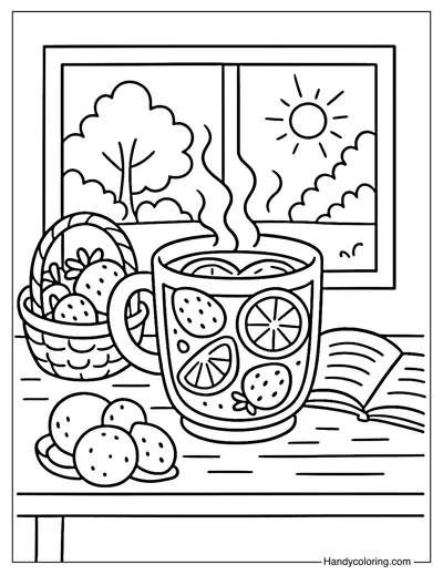 Fruit Tea Joy Coloring Page