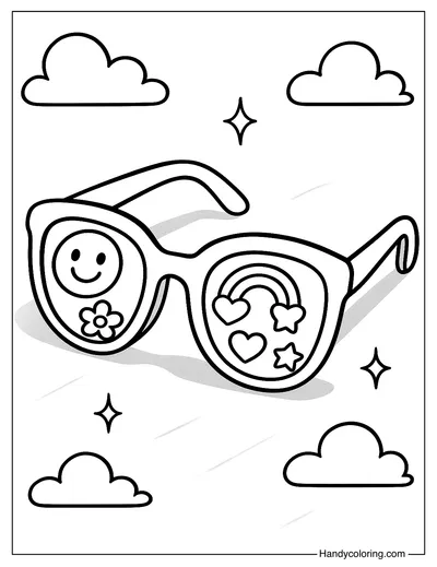 Funky Sunglasses with Stickers Coloring Page