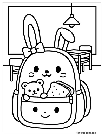Funny Backpack Coloring Page