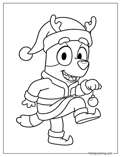 Funny Bluey Christmas Coloring Page