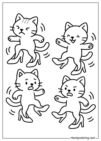 Funny Cats Coloring Page
