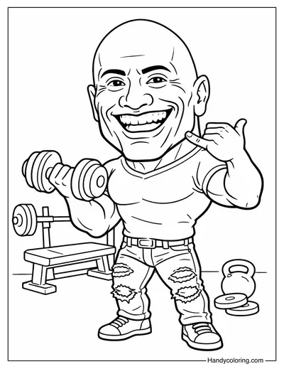 Funny Dwayne The Rock Johnson Coloring Page